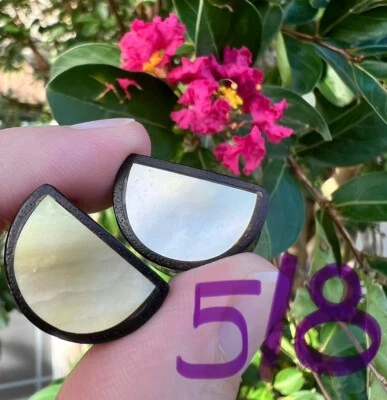 5/8 - 16mm Wood with Mother of Pearl Half Oval Plugs - Image 1 of 4