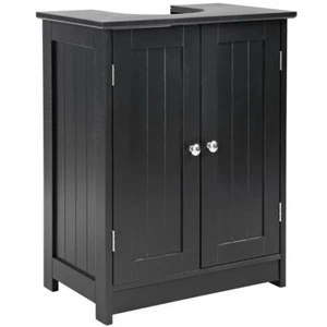 2 Door Black Under Sink Cabinet for Bathroom Accessories with 2 Shelves - Picture 1 of 5