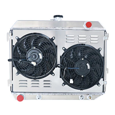 Radiador de 4 filas + ventilador de cubierta para autos Dodge Plymouth Mopar 1968-74 5,6 L 6,6 L 7,2 L Foto 1 de 4