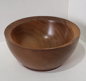 Small Wooden Bowl Fruit Snack Hand Turned Iroko Wood African Teak 6" Wide Rustic - Picture 1 of 6
