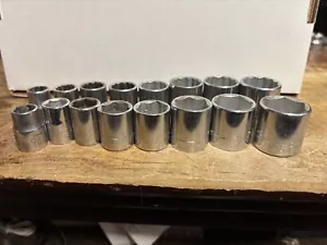 Craftsman Socket Set 3/8" Drive 16pc 6pt & 12p SAE 3/8" thru 13/16" USA - Picture 1 of 3