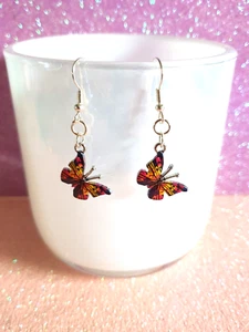 🦋Sweet Multicoloured Enamel Butterfly Silver Plated Earrings🦋 - Picture 1 of 8