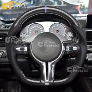 Volante de fibra de carbono real para BMW M3 M5 F20 F21 F30 F45 F48 con moldura - Imagen 1 de 9