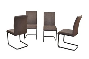 4 x Schwingstühle Webstoff braun Schwinger Freischwinger Stuhlset modern design - Bild 1 von 2