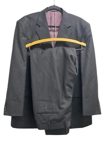Modotti black stripe wool silk blend suit blazer size 44 pant size 39 - Picture 1 of 12
