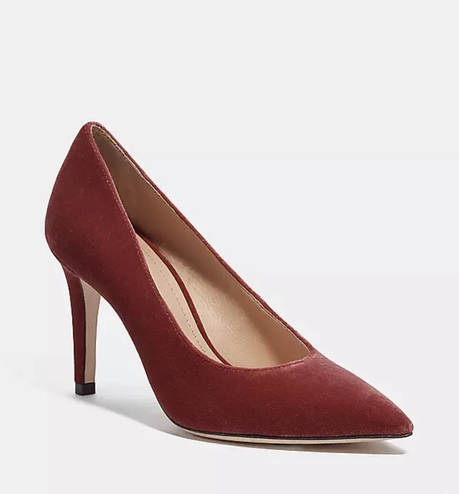 Coach Skyler Velvet Pump Shoes. Color Cherry Size 7B CE835