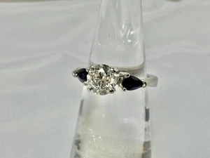 BLUE NILE Platinum Diamond Engagement Ring 1.38 TCW Size 3.75 - Picture 1 of 8