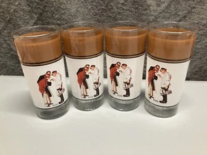 Norman Rockwell Drinking Glasses Set Of 4 • 13oz Milk Man - Picture 1 of 6