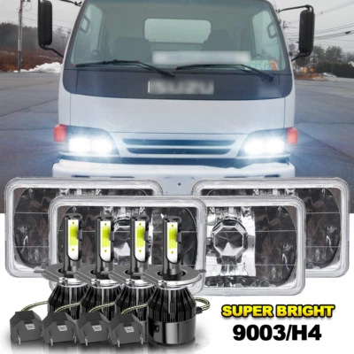 4pcs 4x6'' INCH LED Headlight Hi/Low Beam H4 Fits 1991 - 2005 Isuzu NPR Low Tilt - Imagem 1 de 4