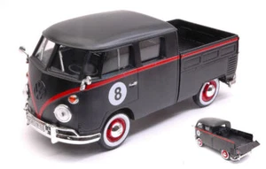 MODELLINO FURGONE STATICO DIECAST VW TYPE 2 T1 DOUBLE CAB PICK UP N.8 NERO 1:24 - Foto 1 di 2