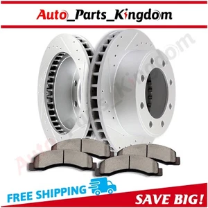 For FORD EXCURSION 2001-2005 Drilled & Slotted Front Brake Pads And Rotors - Picture 1 of 6