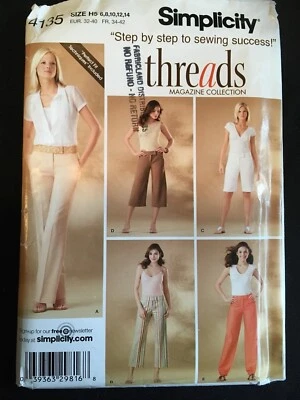 Pattern Simplicity 4135, Threads boot pants, gaucho, city, wide leg pant 6-14 - Image 1 of 2