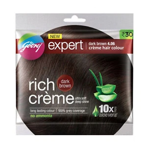 Godrej Dark Brown Expert Rich Creme 4,06 Haarfarbe 20ml + 20gm Beutel aus Indien - Bild 1 von 3