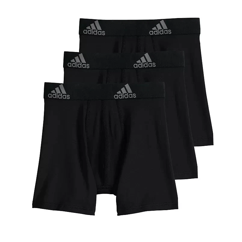 Adidas L74643 Boys Black Sport Performance Climalite 3-Pack Boxer Brief Size XL