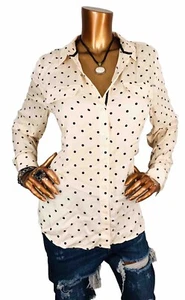 Chico's 1 or M Top NWT Peach Black Sheer Shell Button Up Shirt Blouse Polka Dots - Picture 1 of 11