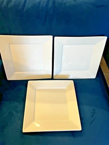 EVERYDAY WHITE SQUARE DINNER PLATES SET 3 CLEAN HEAVY 10 1/4" Must SEE - Picture 1 of 8