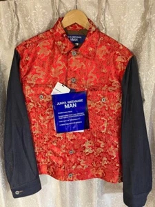 COMME des GARCONS JUNYA WATANABE MAN shirt jacket men Size S red gold pattern - Picture 1 of 6