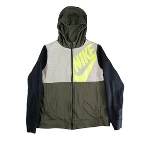 Nike Hoodie Sweater Boys Large Green Pockets Full Zip Hooded Sports Athletic - Picture 1 of 7