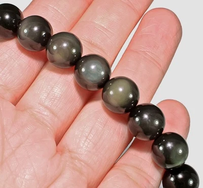 Cadena pulsera cuentas redondas arco iris mexicano natural 128 quilates BRL173 Foto 1 de 3