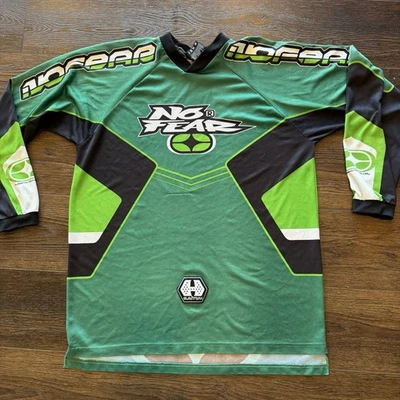 Camiseta deportiva de motocross vintage No Fear XL verde negra manga larga MX Racing hecha en EE. UU. Foto 1 de 4
