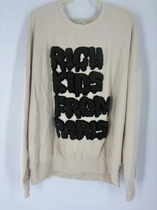 ELEVENPARIS Mens Sweatshirt Rich Kids From Paris Beige Long Sleeve Cotton 2XL - Picture 1 of 8