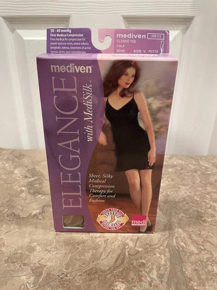 Medias de compresión de pantorrilla Mediven 25805 30-40 mmHg punta cerrada beige talla V pequeñas Foto 1 de 4