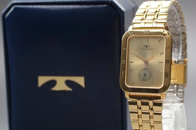[N COMO NUEVO/Juego completo] Reloj para hombre TECHNOS GY18/MQ esfera dorada romana segundos pequeños Qz Foto 1 de 4