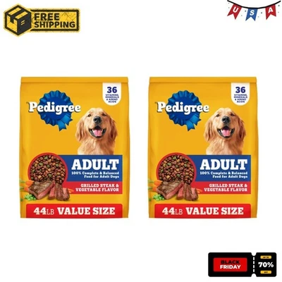 Pedigree Complete Nutrition成人干狗粮烤牛排蔬菜44磅 — 第 1/4 张图片