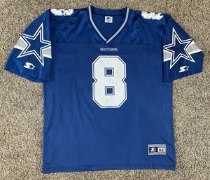 Vintage Dallas Cowboys Troy Aikman Jersey 52 XL Blue Starter Authentic #8 90s - Picture 1 of 11