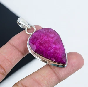 Kashmir Rubino Creato IN Laboratorio Gemma 925 Argento Sterling Simple Per Gifts - Foto 1 di 4