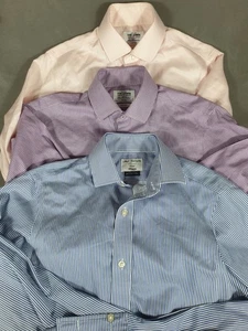 tm lewin non iron shirt Mens 14.5 33 Bundle Long Sleeve Fitted Pink Blue Purple - Picture 1 of 10
