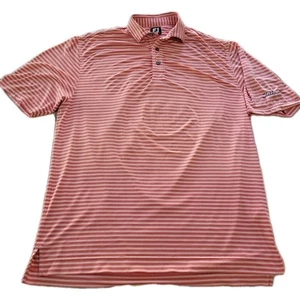 FJ FootJoy Titleist Mens Golf Polo Shirt LARGE L Pink Striped Short Sleeve  - Picture 1 of 10