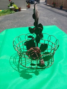  Wire and Wicker Egg Basket Roses Used - Picture 1 of 9