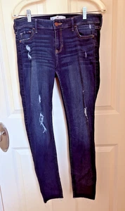 Hollister Super Skinny Low Rise Women's Blue Jeans Size 11R Distressed - Picture 1 of 6