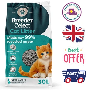 Breeder Celect Recycled Paper Cat Litter 30L - Picture 1 of 4