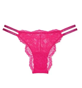 Pantalone brasiliano Victoria’s Secret molto sexy con cinturino lucido taglia S pizzo rosa - Foto 1 di 2