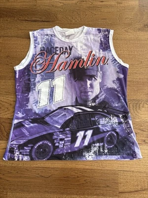 Женская футболка Denny Hamlin NASCAR NO11 XL очень большой размер без рукавов с принтом повсюду  - Изображение 1 из 4