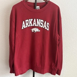 VTG Arkansas Sweatshirt Red Crewneck Russell Athletic Size XL Razorback - Picture 1 of 9