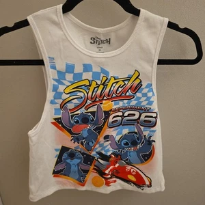 Disney Stitch Racing 626 Junior Girls Crop Tank Top Hot Topic - Picture 1 of 6