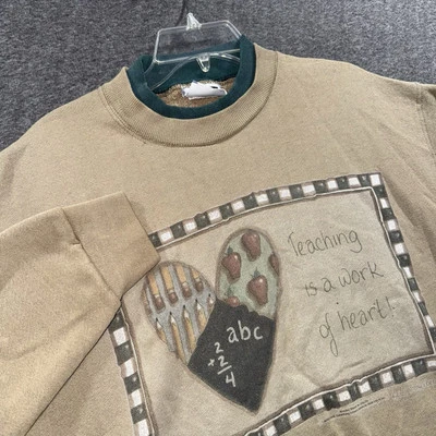 Vintage Lee Heavyweight Sweatshirt Womens L Brown Embroidered 90s Teacher - Image 1 of 4