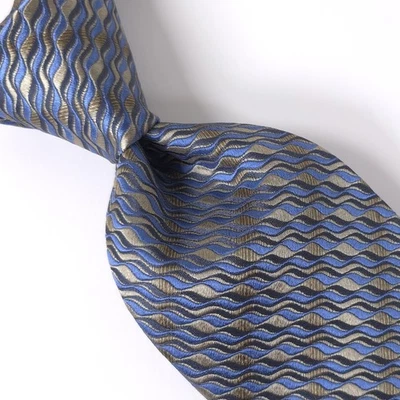 Corbata para hombre PIATTELLI PLATINUM 100 % seda, hecha en EE. UU., color azul y tostado, AMPLIA  Foto 1 de 4