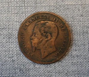 1862 ITALY 5 CENTESIMI COIN ~ VITTORIO EMANUELE II - Picture 1 of 2