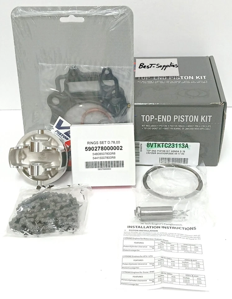 KIT PISTÓN EXTREMO SUPERIOR (ALTA COMP) CADENA LEVA 78MM PARA HONDA CRF 250R (04-07) VERTEX Foto 1 de 1