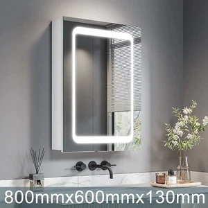 Spiegelschrank mit LED Beleuchtung Badschrank Badspiegel Schrank Dimmbar 80 cm - Bild 1 von 8