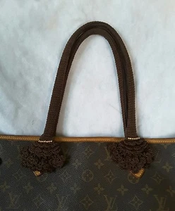 Henkelhülle gehäkelt Handarbeit für Tasche Neverfull mm gm dunkelbraun - Bild 1 von 3