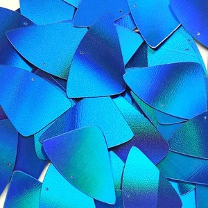 Lentejuelas de lentejuelas de alta costura de 1,5" con aleta reflectante de escama de pescado azul Lazersheen - Imagen 1 de 2