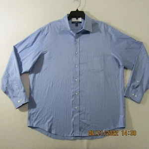 Croft&Barrow Shirt Mens 17.5-34/35 Blue White Button Up Long Sleeve Casual Men - Picture 1 of 12