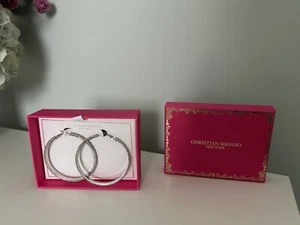 Christian Siriano zweireihige Kristall Creolen, NEU - Bild 1 von 5