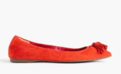 Nuevo con etiquetas JCREW $118 Lottie borla plana en gamuza talla 6 papaya madura G7818 Foto 1 de 4