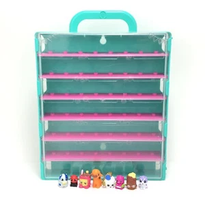 Shopkins Display Case Green-Teal Pink w/ 8 Animals Food Figures (Holds Up To 48) - Picture 1 of 17